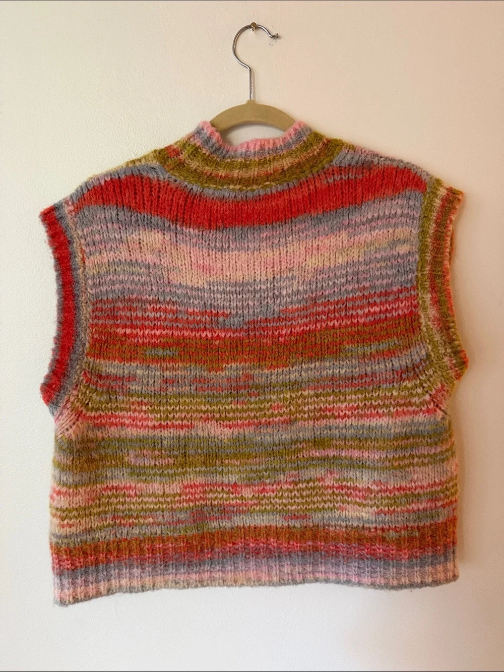 Daniele Fiesoli Italia Collezione N.01 Alpaca Wool Pink Red Green Sweater Vest S - Picture 8 of 8